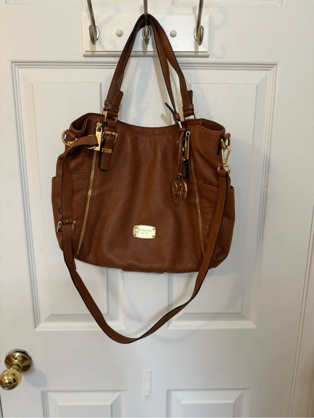 Michael Kors Cognac Pebbled Leather Shoulder Bag